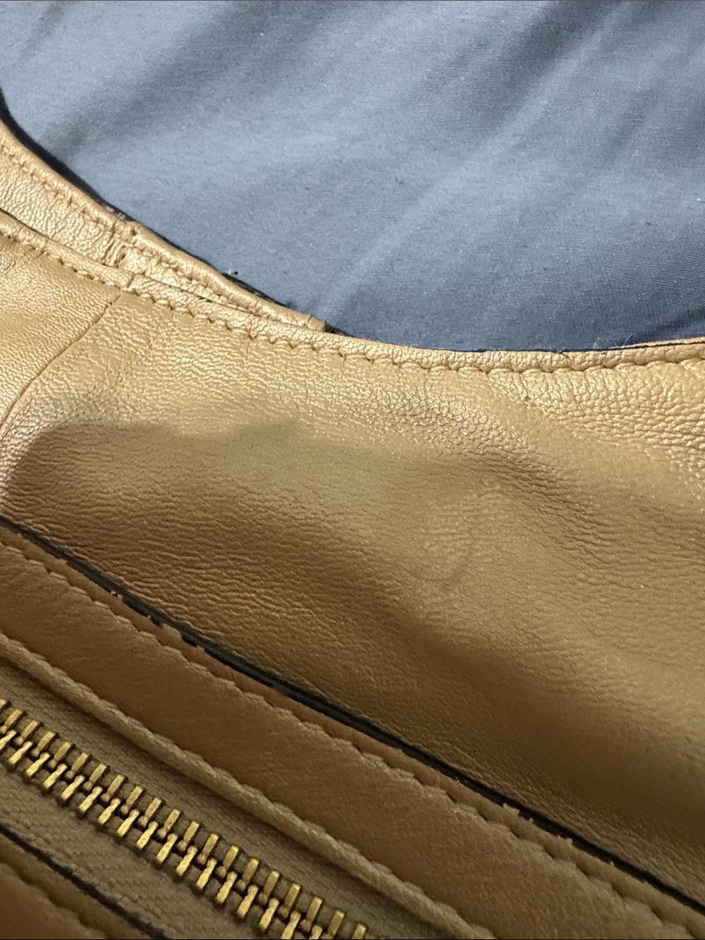 Leather Floral-Embossed Shoulder Bag in Cream by Firenze Bella. All leather.Used - Picture 2 of 16